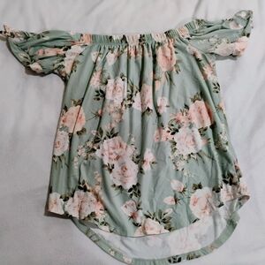 Derek Heart Sage Floral Off-Shoulder Top